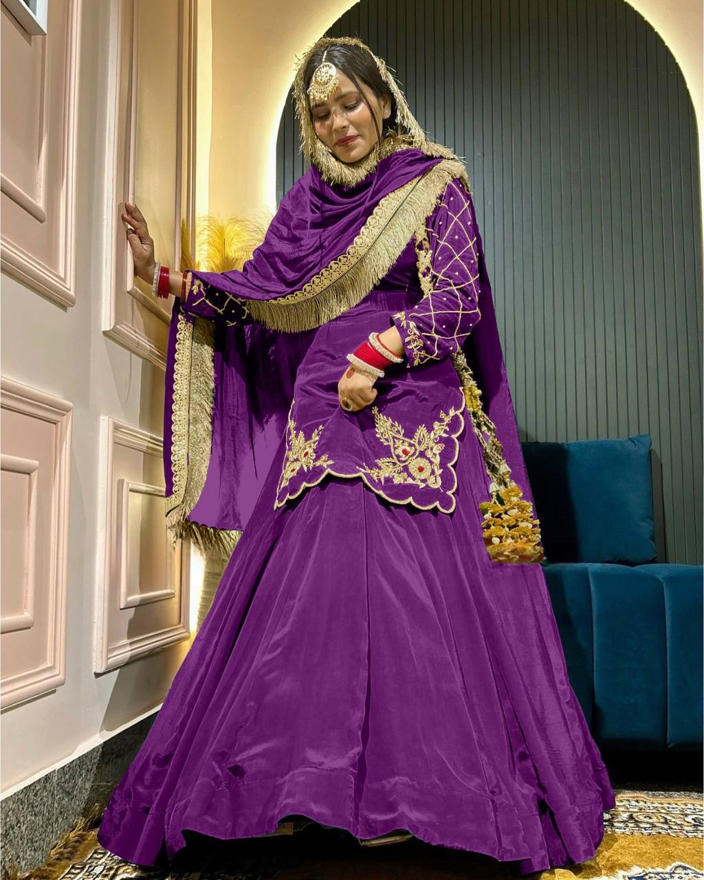 Deep Maroon Heritage Flared Silhouette